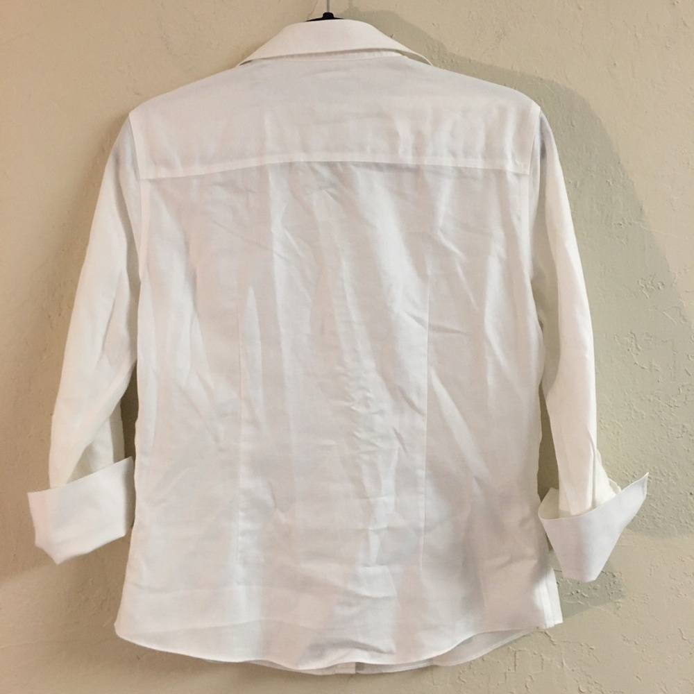 Brooks Brothers 100% Cotton Fitted Non-iron Button Down Blouse 2 White Office - Picture 6 of 9